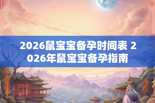 2026鼠宝宝备孕时间表 2026年鼠宝宝备孕指南