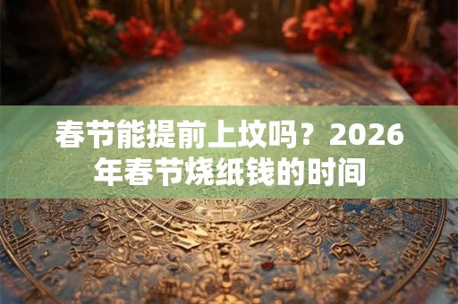 春节能提前上坟吗？2026年春节烧纸钱的时间