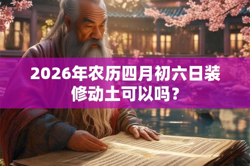 2026年农历四月初六日装修动土可以吗？