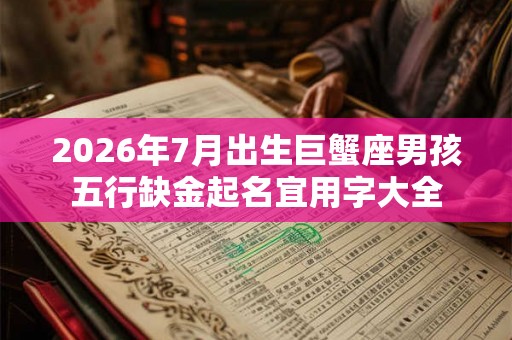 2026年7月出生巨蟹座男孩五行缺金起名宜用字大全