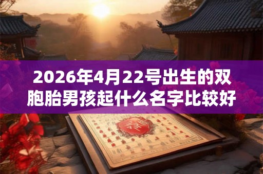 2026年4月22号出生的双胞胎男孩起什么名字比较好，五行属什么