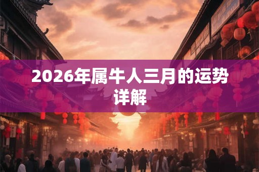 2026年属牛人三月的运势详解