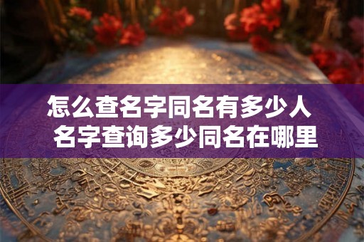怎么查名字同名有多少人  名字查询多少同名在哪里查