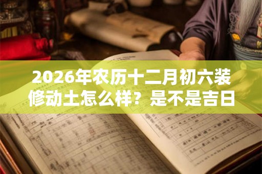 2026年农历十二月初六装修动土怎么样？是不是吉日？