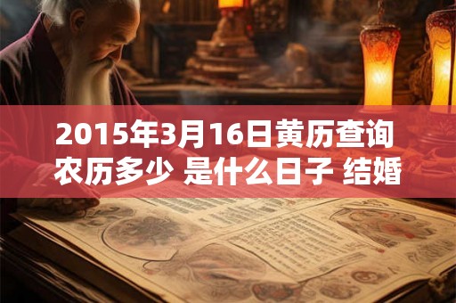 2015年3月16日黄历查询 农历多少 是什么日子 结婚吉时 2015年3月16日黄历查询 农历多少 是什么日子 结婚吉时