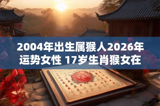 2004年出生属猴人2026年运势女性 17岁生肖猴女在2026年运气如何