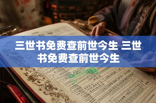 三世书免费查前世今生 三世书免费查前世今生