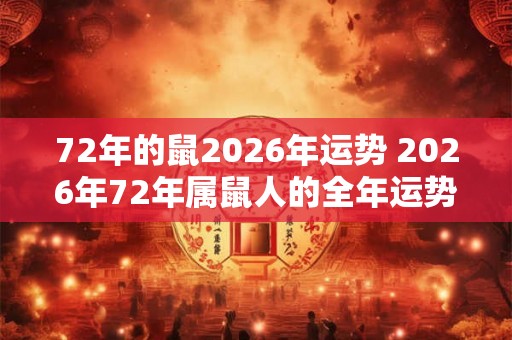 72年的鼠2026年运势 2026年72年属鼠人的全年运势