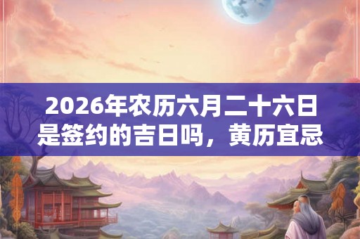 2026年农历六月二十六日是签约的吉日吗，黄历宜忌如何？