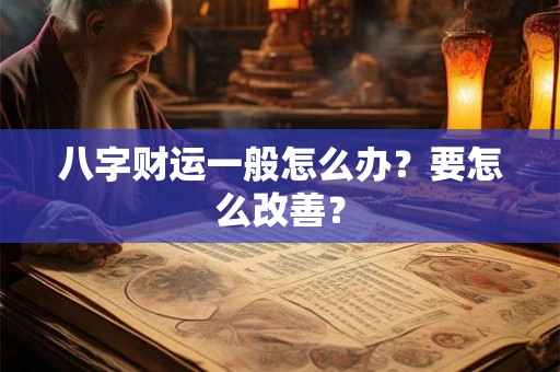 八字财运一般怎么办？要怎么改善？