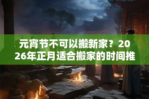 元宵节不可以搬新家？2026年正月适合搬家的时间推荐