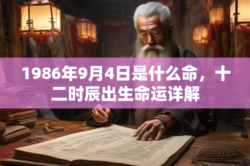 1986年9月4日是什么命，十二时辰出生命运详解