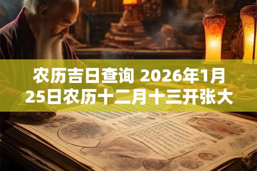 农历吉日查询 2026年1月25日农历十二月十三开张大吉吗