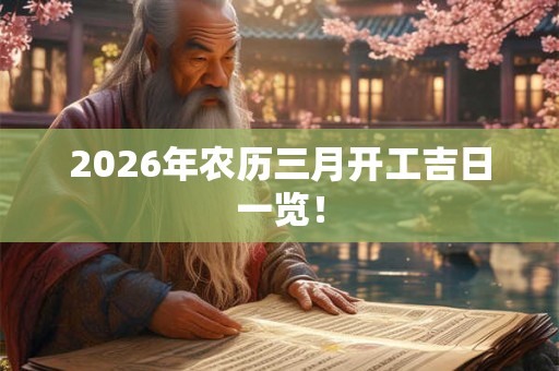 2026年农历三月开工吉日一览！