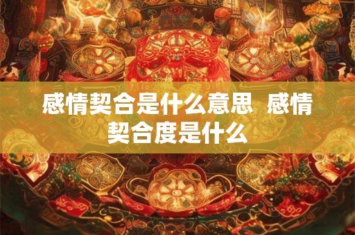 感情契合是什么意思  感情契合度是什么