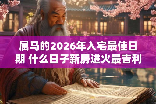 属马的2026年入宅最佳日期 什么日子新房进火最吉利