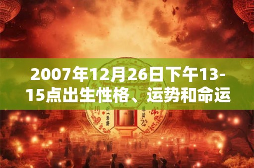 2007年12月26日下午13-15点出生性格、运势和命运 2007年12月26日下午13-15点出生性格、运势和命运