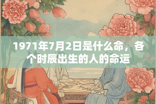 1971年7月2日是什么命，各个时辰出生的人的命运