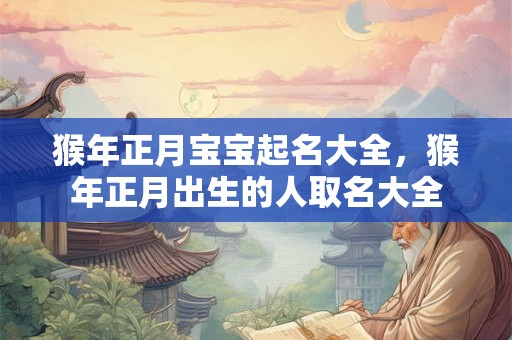 猴年正月宝宝起名大全，猴年正月出生的人取名大全