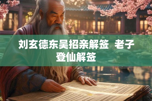 刘玄德东吴招亲解签  老子登仙解签