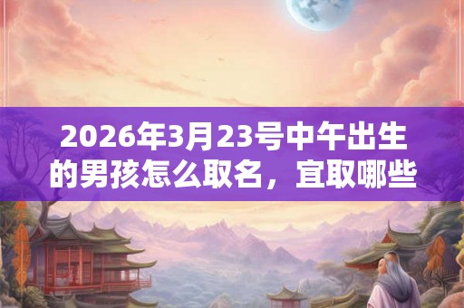 2026年3月23号中午出生的男孩怎么取名，宜取哪些名字？