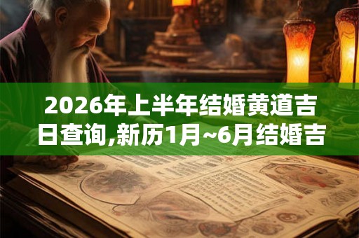 2026年上半年结婚黄道吉日查询,新历1月~6月结婚吉日