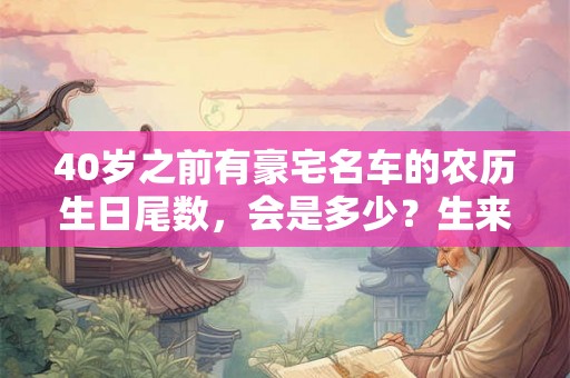40岁之前有豪宅名车的农历生日尾数，会是多少？生来富贵命！