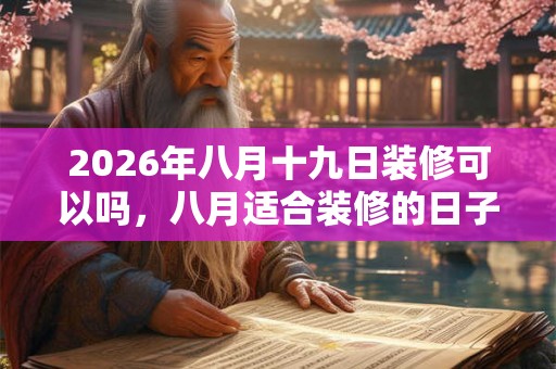 2026年八月十九日装修可以吗,八月适合装修的日子有哪些? 2026年八月十九日装修可以吗,八月适合装修的日子有哪些?