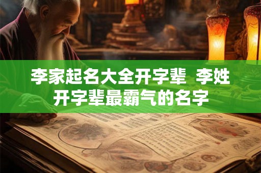 李家起名大全开字辈  李姓开字辈最霸气的名字
