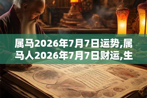 属马2026年7月7日运势,属马人2026年7月7日财运,生肖马2026年7月7日运势