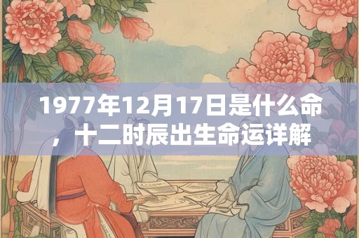 1977年12月17日是什么命，十二时辰出生命运详解