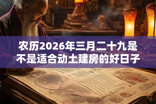 农历2026年三月二十九是不是适合动土建房的好日子？