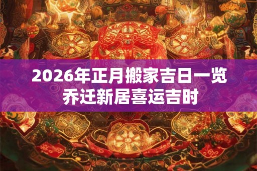 2026年正月搬家吉日一览 乔迁新居喜运吉时