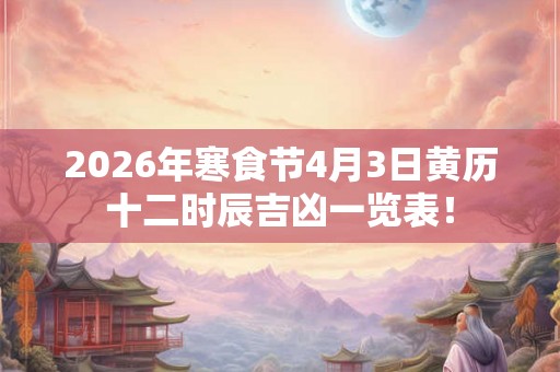 2026年寒食节4月3日黄历十二时辰吉凶一览表！