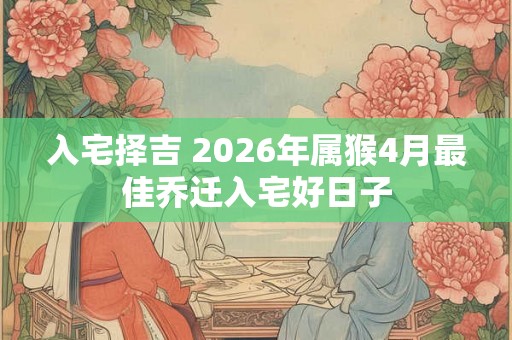 入宅择吉 2026年属猴4月最佳乔迁入宅好日子
