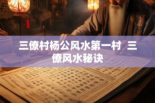 三僚村杨公风水第一村  三僚风水秘诀