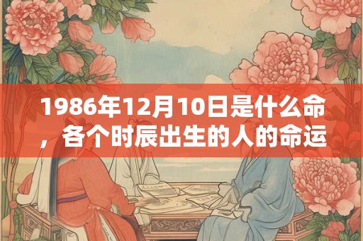 1986年12月10日是什么命，各个时辰出生的人的命运
