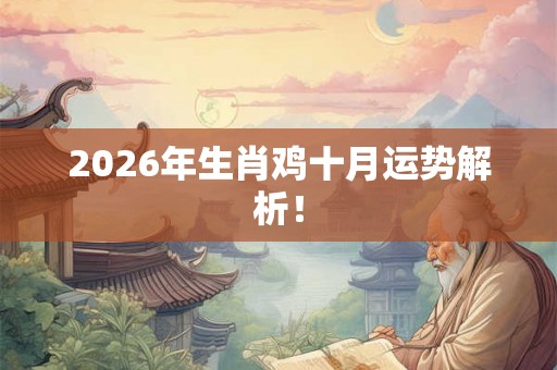 2026年生肖鸡十月运势解析！