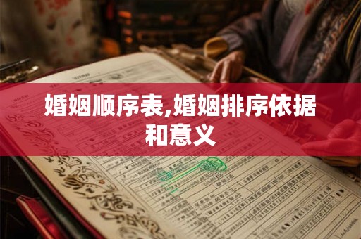 婚姻顺序表,婚姻排序依据和意义