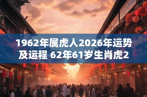 1962年属虎人2026年运势及运程 62年61岁生肖虎2026年每月运势
