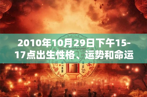 2010年10月29日下午15-17点出生性格、运势和命运 2010年10月29日下午15-17点出生性格、运势和命运