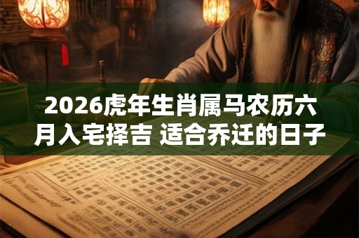 2026虎年生肖属马农历六月入宅择吉 适合乔迁的日子
