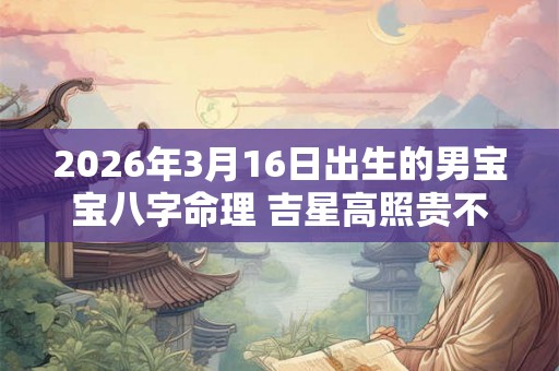 2026年3月16日出生的男宝宝八字命理 吉星高照贵不可言