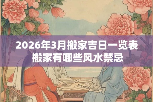 2026年3月搬家吉日一览表 搬家有哪些风水禁忌