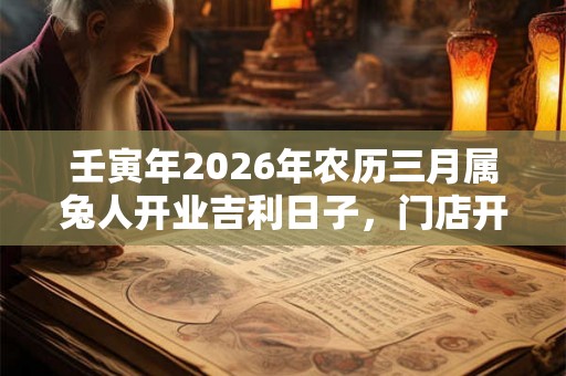 壬寅年2026年农历三月属兔人开业吉利日子，门店开业有什么风水讲究？