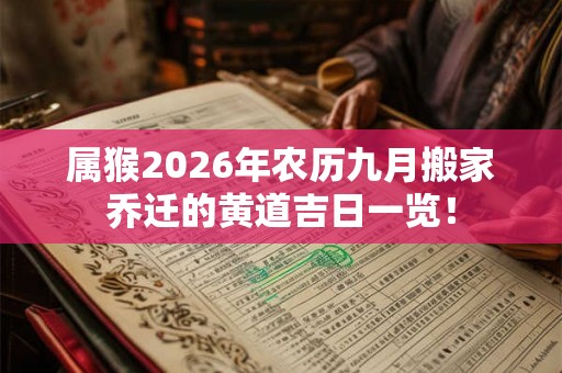 属猴2026年农历九月搬家乔迁的黄道吉日一览！