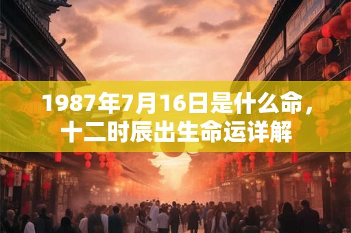 1987年7月16日是什么命，十二时辰出生命运详解