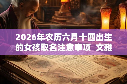 2026年农历六月十四出生的女孩取名注意事项  文雅有内涵的名字鉴赏