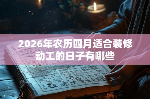 2026年农历四月适合装修动工的日子有哪些