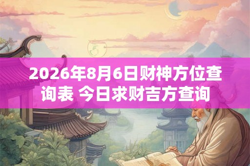 2026年8月6日财神方位查询表 今日求财吉方查询